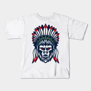 Monkey native american Kids T-Shirt